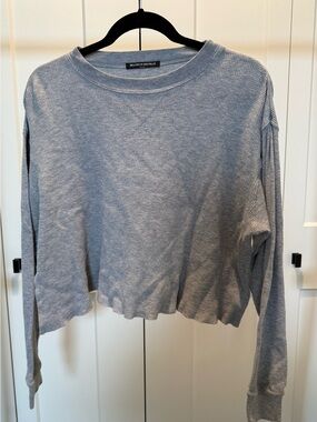 Brandy Melville Grey Waffle Knit Cropped Top